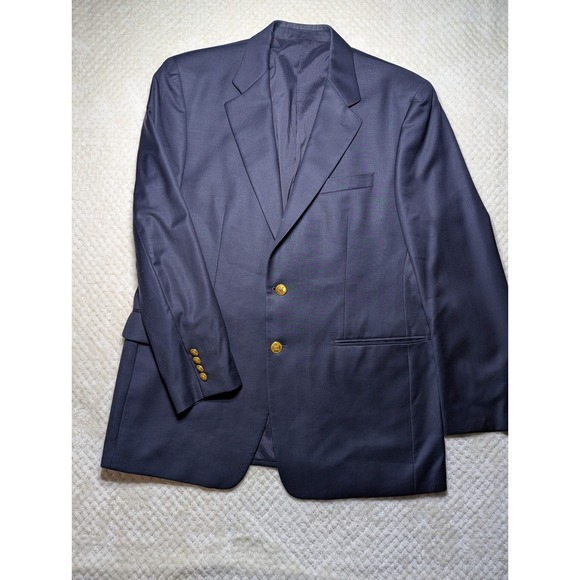 Lauren Ralph Lauren Men 41R Navy Wool Blazer 2 Button Sport Coat Woolmark